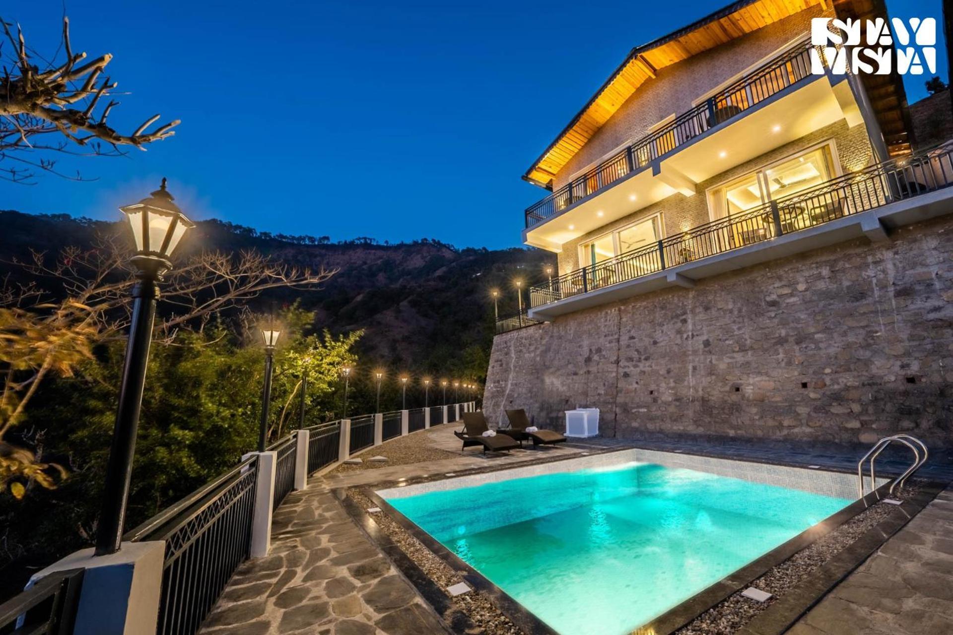 Stayvista At Sunset Springs With Pool & Views Nainital Exterior foto